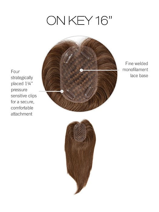 16" On Key | Human Hair Topper with Lace Front (Mono Top)