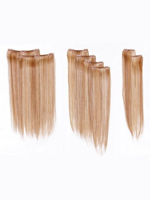 16" Straight HF Synthetic Hair Extensions Kit (8 Piece) | Clip In